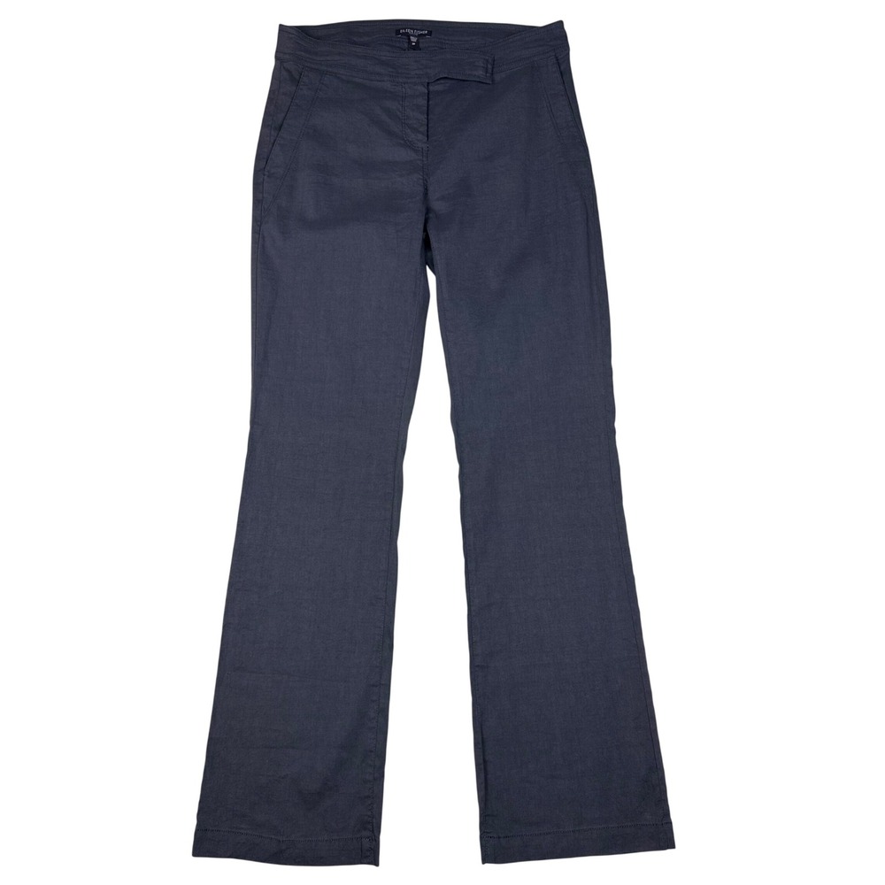 Eileen Fisher Petite Linen Blend Pants Women 2P Grey Stretch Career Quiet Luxury
